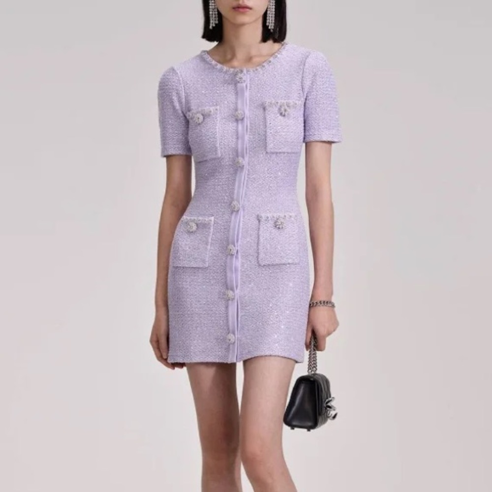 Self-Portrait Sequin Knit Mini Dress
